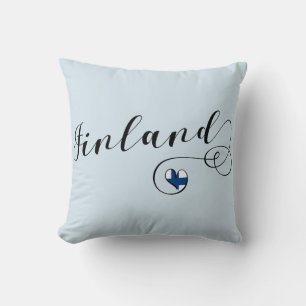 Cojín Decorativo Corazón Finlandia, Bandera Finlandesa