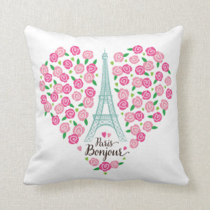 Cojín Decorativo Corazón floral de París Bonjour el