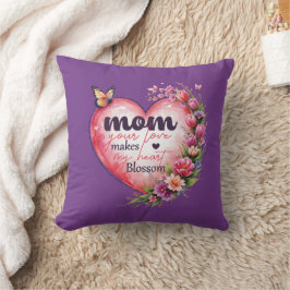 Cojín Decorativo Corazón floral Regalo del Día de la Madre_ Le enca