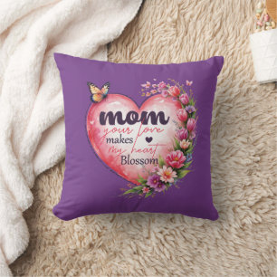 Cojín Decorativo Corazón floral Regalo del Día de la Madre_ Le enca