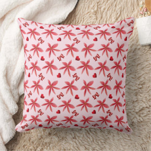 Cojín Decorativo Corazón Floral Rojo Adorable Patrón Sin Costuras F