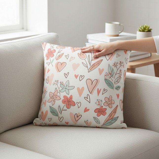 Cojín Decorativo Corazón Floral Rosa (Subido por el creador)