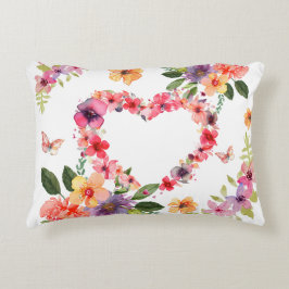 Cojín Decorativo Corazón floral y flores
