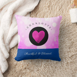 Cojín Decorativo Corazón lindo agradecido y bendito agrega tu nombr