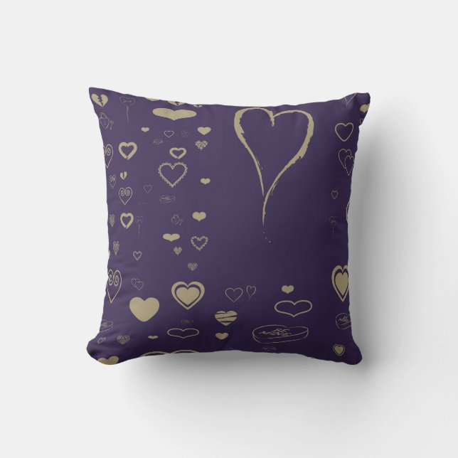 Cojín Decorativo Corazón lindo moderno morado oscuro (Anverso)