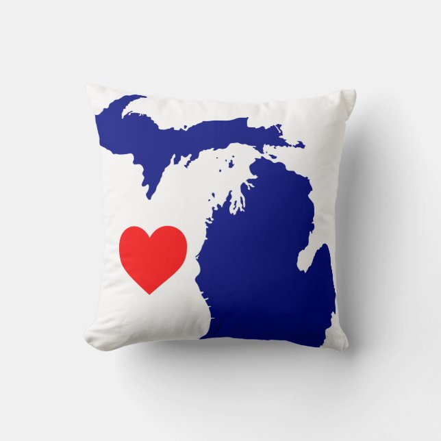 Cojín Decorativo Corazón Michigan gran estado del lago (Anverso)