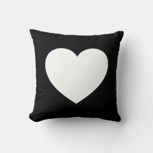 Cojín Decorativo Corazón - negro en blanco