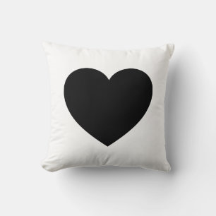 Cojín Decorativo Corazón - Negro sobre blanco