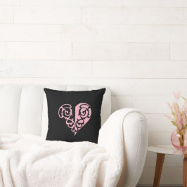 Cojín Decorativo Corazón negro y rosado negrita