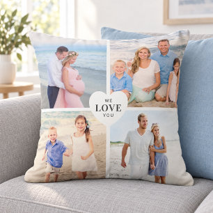 Cojín Decorativo Corazón personalizado de amor para 4 fotos en coll