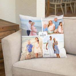Cojín Decorativo Corazón personalizado de amor para 4 fotos en coll