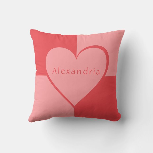 Cojín Decorativo Corazón personalizado rosa y rojo (Reverso )