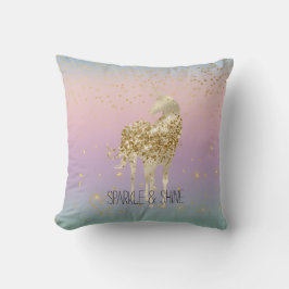Cojín Decorativo Corazón Purpurina de Ombre de Ombre de Unicornio