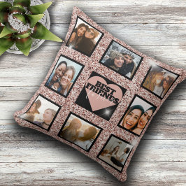 Cojín Decorativo Corazón Purpurina Rosa de Collage de fotos BFF mod