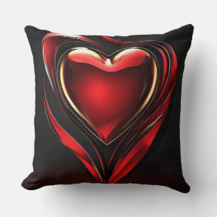 Cojín Decorativo Corazón Rojo Brillante Con Resplandor Romántico Cá