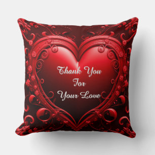 Cojín Decorativo Corazón Rojo Con Marco Floral Ornamentado