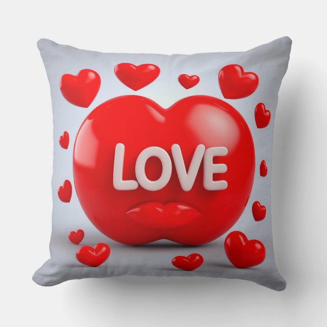 Cojín Decorativo Corazón Rojo Con Texto De Amor (Anverso)