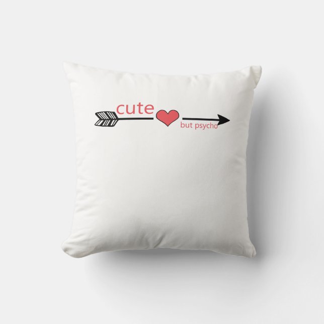 Cojín Decorativo Corazón rojo de flecha negra pero psicópata (Anverso)