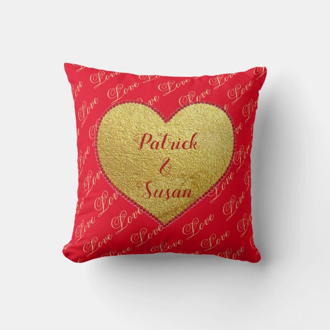 Cojín Decorativo Corazón Rojo Moderno Elegante Día de San Valentín  (Anverso)