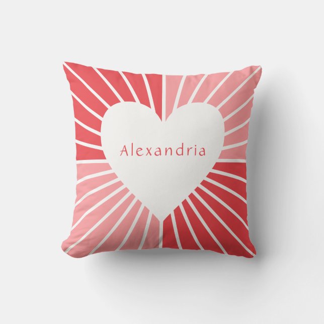 Cojín Decorativo Corazón rojo rosado personalizado (Anverso)
