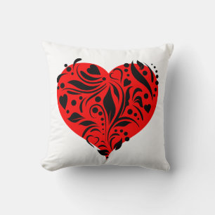 Cojín Decorativo Corazón Rojo Y Negro