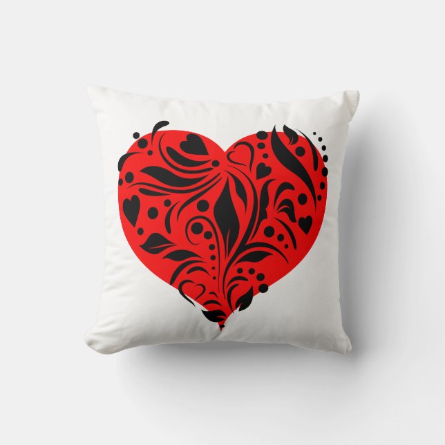 Cojín Decorativo Corazón Rojo Y Negro (Anverso)
