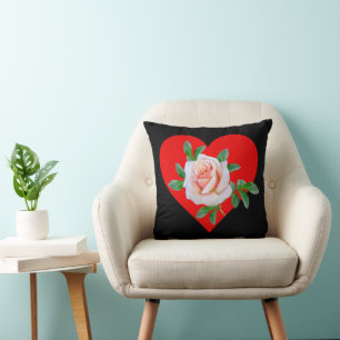 COJÍN DECORATIVO CORAZÓN ROJO Y ROSA PARA EL DÍA DE SAN VALENTÍN