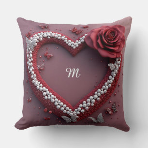 Cojín Decorativo Corazón Romántico Con Borde De Perla