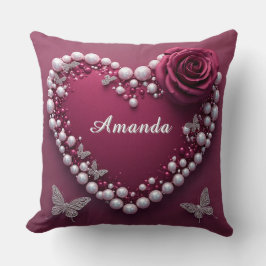 Cojín Decorativo Corazón Romántico Con Borde De Perla