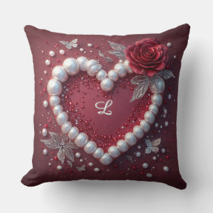 Cojín Decorativo Corazón Romántico Con Borde De Perla