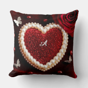 Cojín Decorativo Corazón Romántico Con Borde De Perla