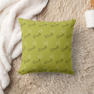 Cojín Decorativo Corazón Romántico Nombre Personalizado Beige