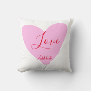 Cojín Decorativo Corazón rosa amor feliz día de San Valentín texto 