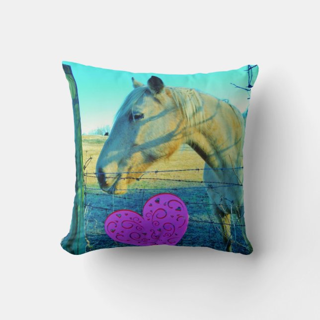 Cojín Decorativo Corazón rosa de caballo retro (Anverso)