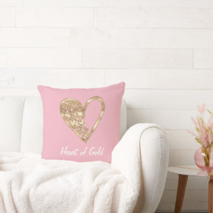 Cojín Decorativo Corazón Rosa de Oro