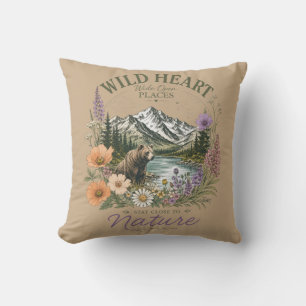 Cojín Decorativo Corazón Salvaje Lugares Amplios Oso Montaña Flor S
