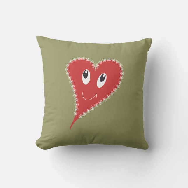 Cojín Decorativo Corazón sonriente de San Valentín (Anverso)
