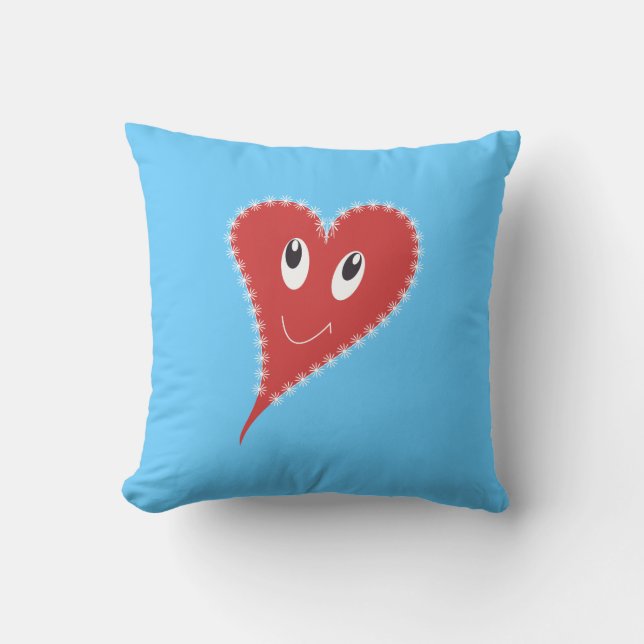 Cojín Decorativo Corazón sonriente de San Valentín (Anverso)
