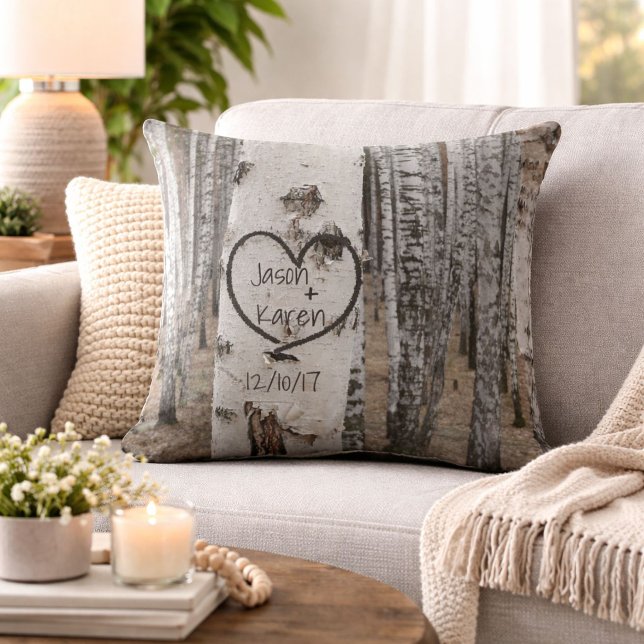 Cojín Decorativo Corazón Tallado Rústico de País Personalizado (Subido por el creador)