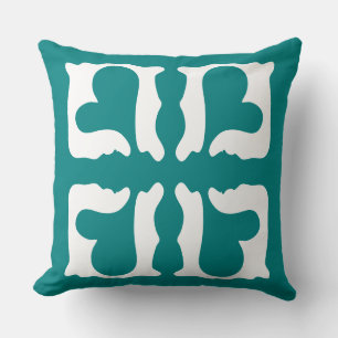 Cojín Decorativo Corazón verde azulado y blanco