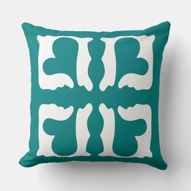 Cojín Decorativo Corazón verde azulado y blanco (Anverso)