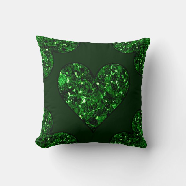 Cojín Decorativo Corazón verde esmeralda (Anverso)