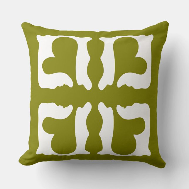 Cojín Decorativo Corazón verde oliva y blanco (Anverso)