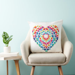 Cojín Decorativo Corazón Vibrante Tie-Dye