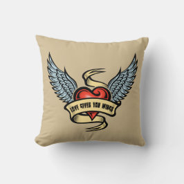 Cojín Decorativo Corazón Vintage Con Alas