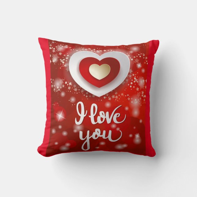 Cojín Decorativo Corazón y estrellas en rojo (Anverso)