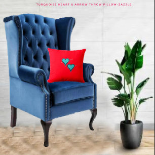 Cojín Decorativo Corazón y flecha turquesa