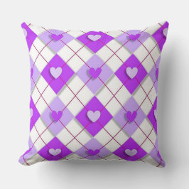 Cojín Decorativo Corazones Argyle Púrpura Y Lavender