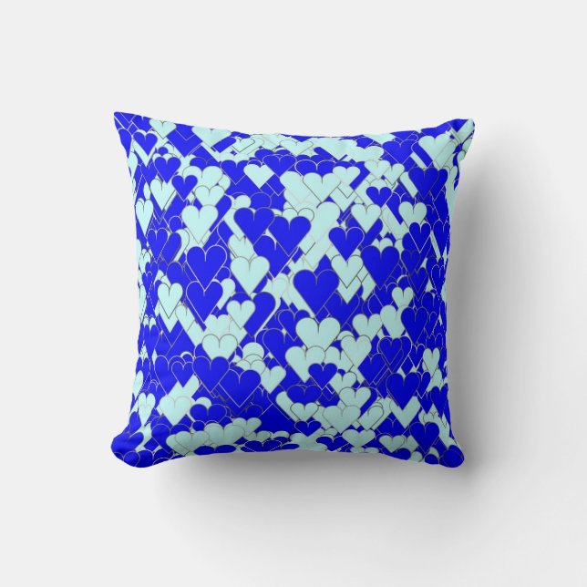 Cojín Decorativo Corazones azules flotantes (Anverso)