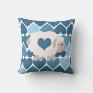 Cojín Decorativo Corazones Azules y Corderito